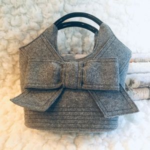Kate Spade Grey Felted Wool Bow Bag
